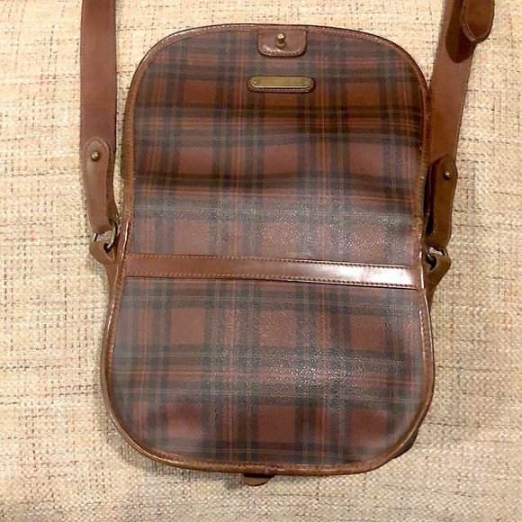 KRALPH LAUREN Tartan Plaid Multi Pocket Saddle Messenger Camp School Bag - Picture 5 of 17